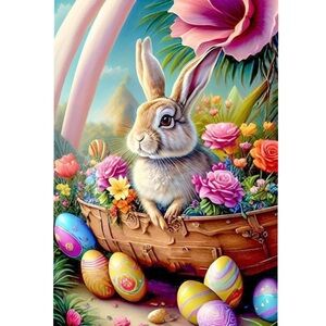 Easter Diamond Art 12x16 Bunny Flower Rainbow